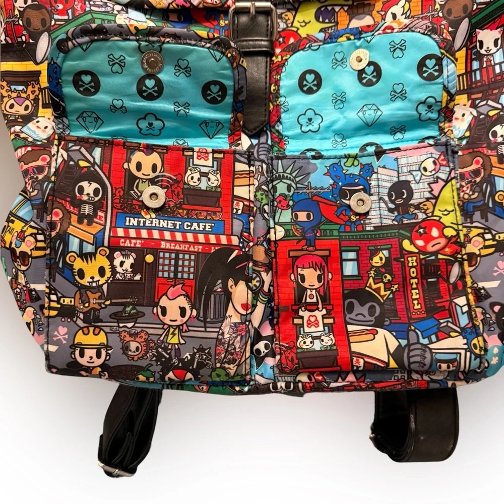 Tokidoki City Scene Backpack Multicolor Nylon Kawaii Bag Broken Zipper Read